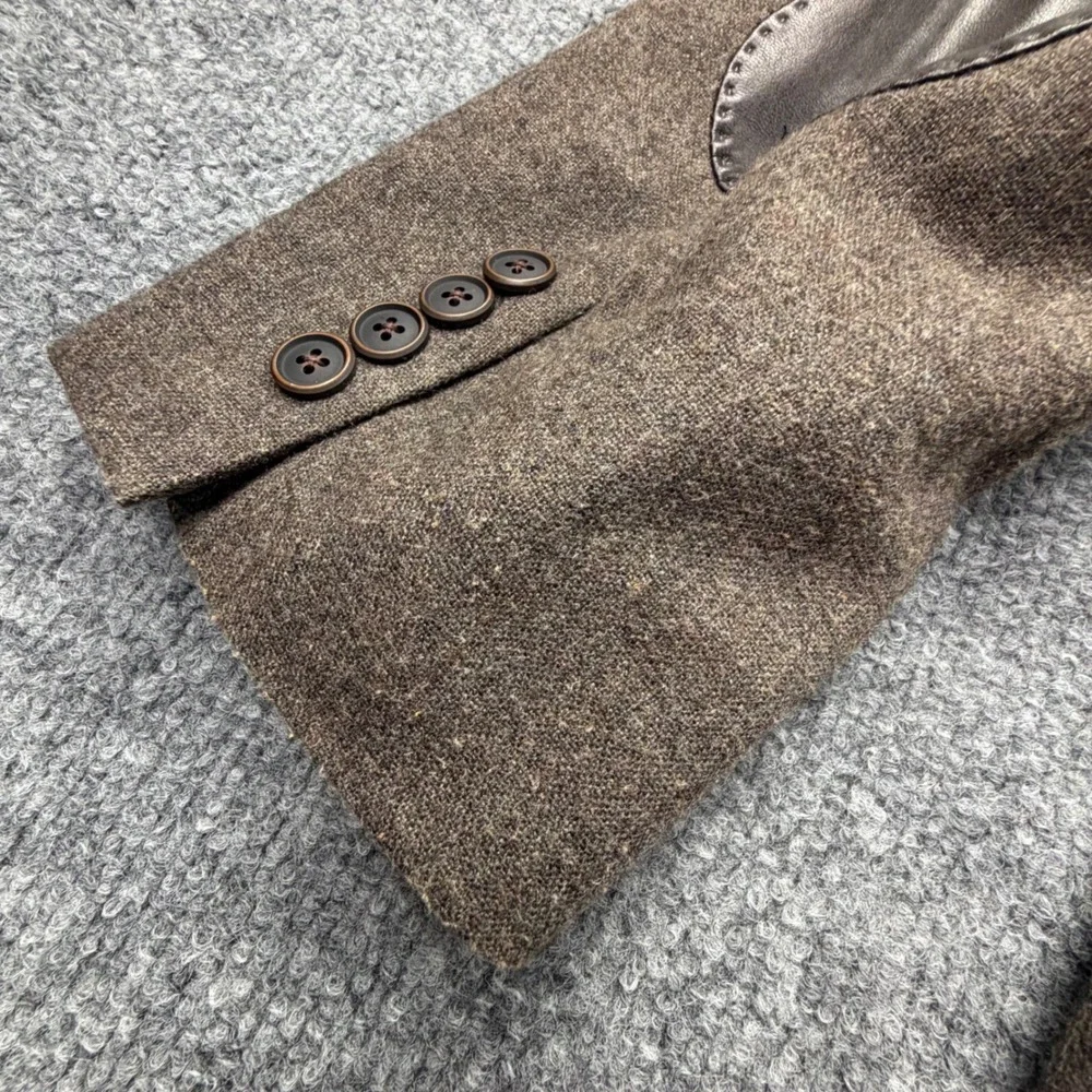 Hugo Boss Mens 40R Brown Wool Blend Elbow Patch Blazer Jacket The Smith5/1